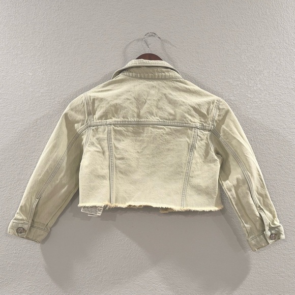 Zara Kids Washed Denim Jacket Yellow 8-9 Girls - Picture 4 of 5